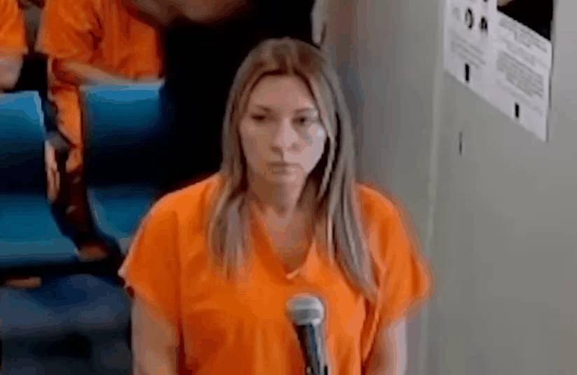 Tiffany Griffith in court wearing orange jail jumpsuit