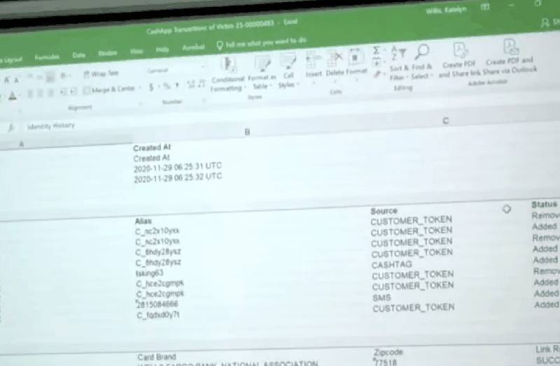 Cash App financial records shown in court