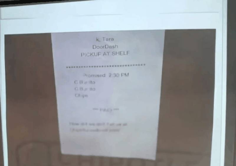 DoorDash receipt with Terra K name