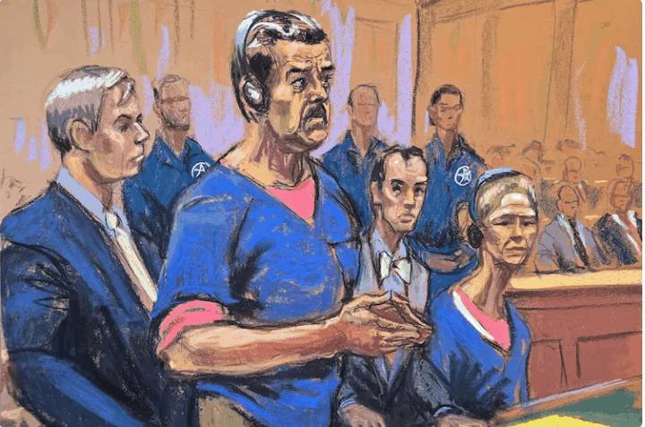 Maduro and Flores at defense table with attorneys