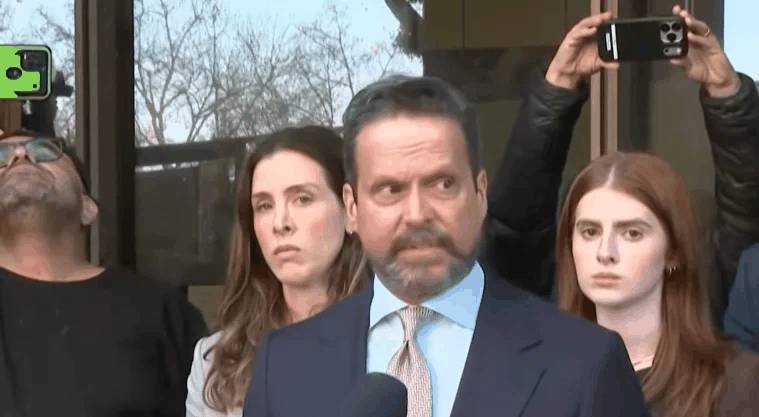 Alan Jackson addresses reporters outside Los Angeles Superior Court after withdrawing from the Nick Reiner case