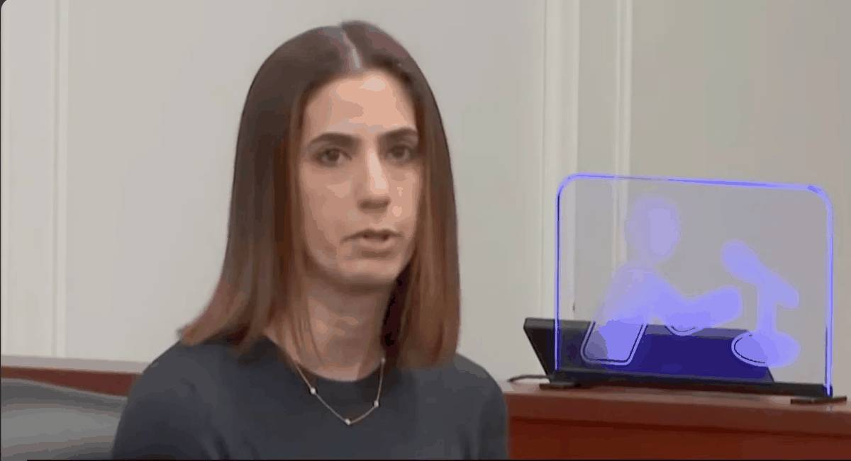 Heather Cap testifying on the witness stand