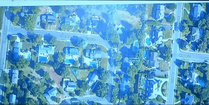 Aerial view of Tilton Drive showing the U-shaped street layout