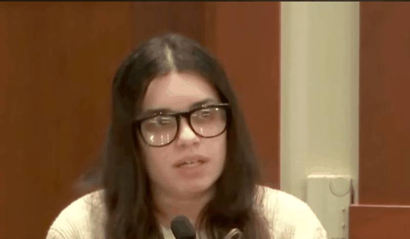 Juliana Magaz on the witness stand during cross-examination