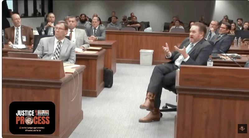 Judge Sid Harle presiding over the hearing