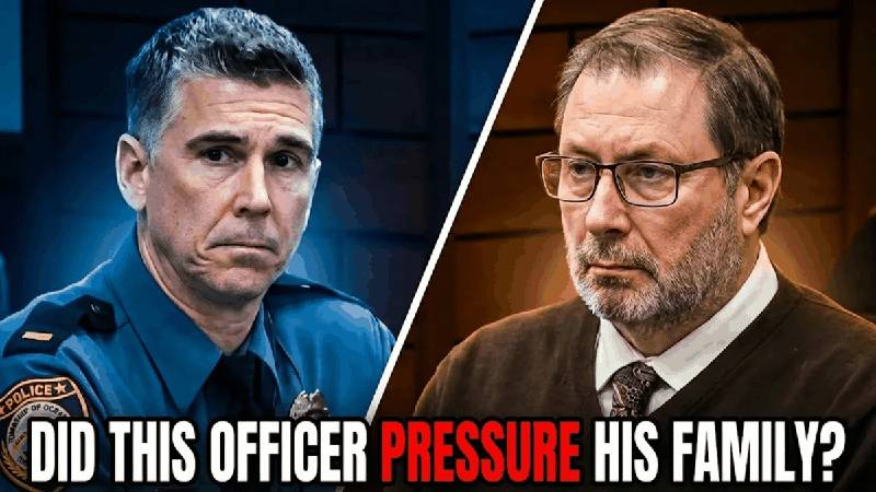 Split screen showing Lt. Christopher Brady and Paul Caneiro with text: Did This Officer Pressure His Family?