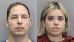 Booking photos of Brendan Banfield and Juliana Peres Magalhães